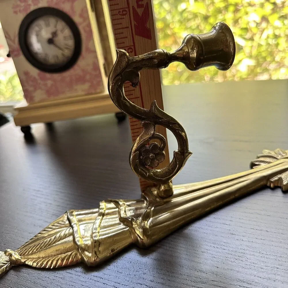 Vintage-2 x Brass Wall Sconces 12” Candle Ornate Holders Swivel Arm Made India